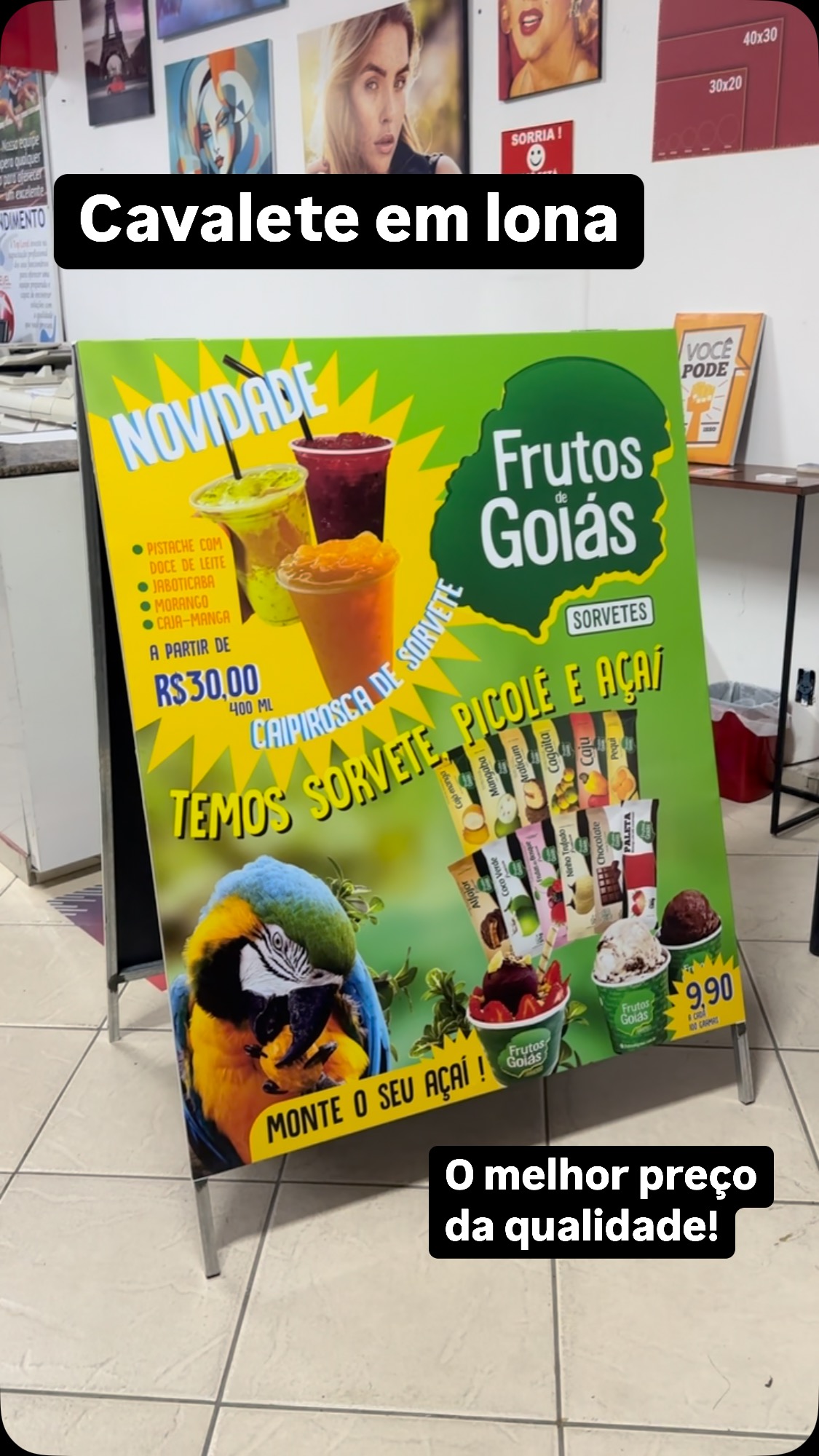 Cavalete em lona com estrutura metálica.
Alta qualidade e du